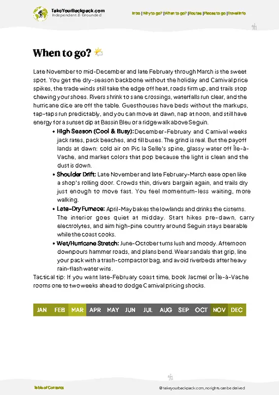 example page 3 from our offline Travel Guide for Haiti