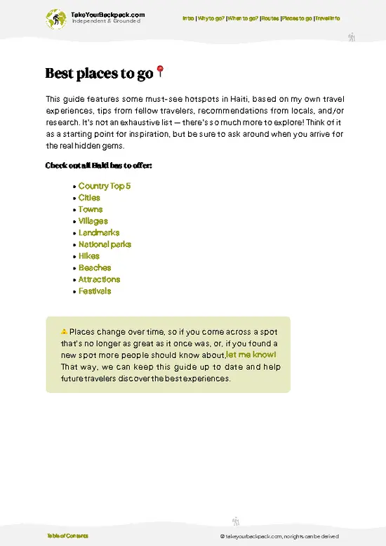 example page 5 from our offline Travel Guide for Haiti