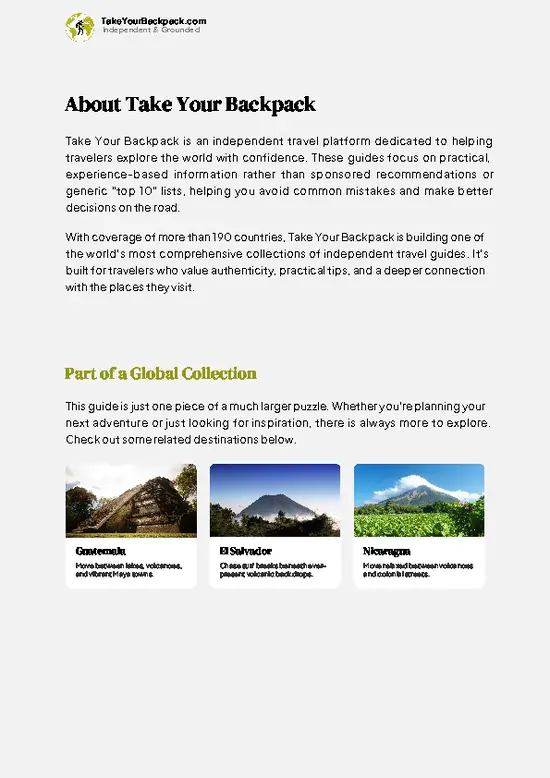 example page 1 from our offline Travel Guide for Honduras
