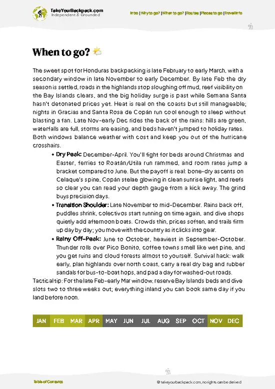 example page 3 from our offline Travel Guide for Honduras