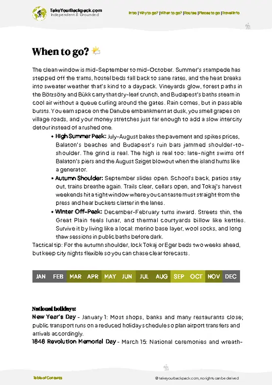 example page 3 from our offline Travel Guide for Hungary