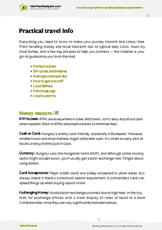 example page 7 from our offline Travel Guide for Hungary