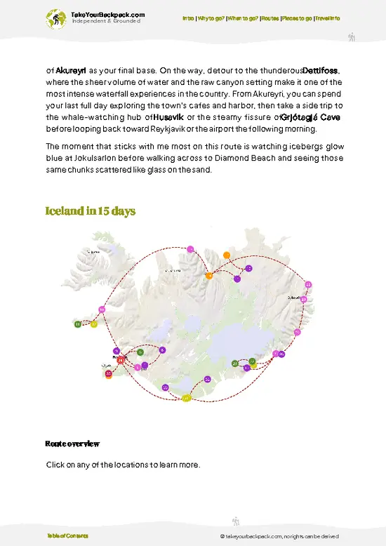example page 4 from our offline Travel Guide for Iceland