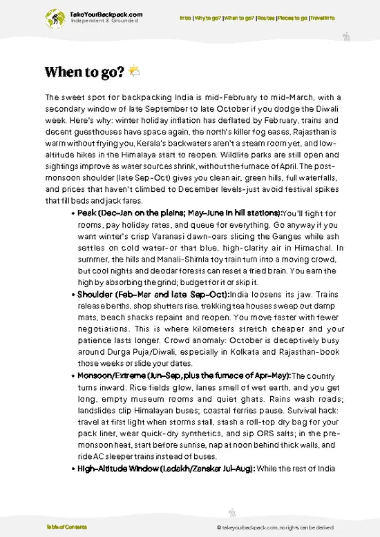 example page 3 from our offline Travel Guide for India
