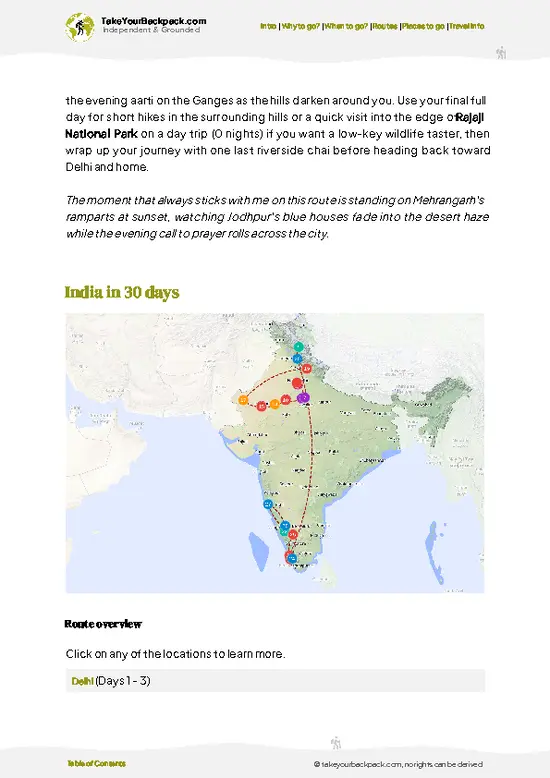 example page 4 from our offline Travel Guide for India