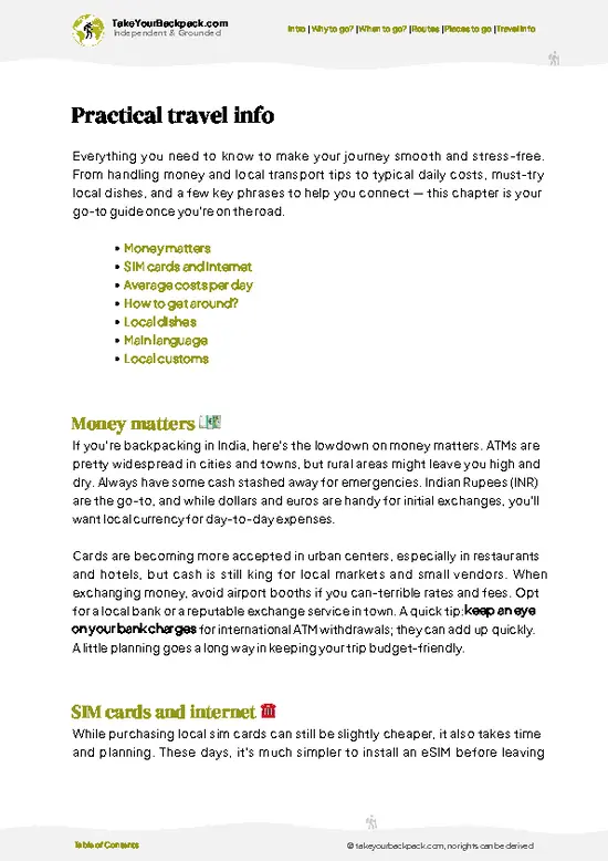 example page 7 from our offline Travel Guide for India