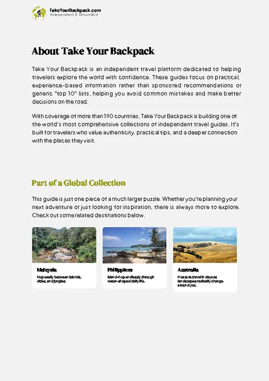 example page 1 from our offline Travel Guide for Indonesia