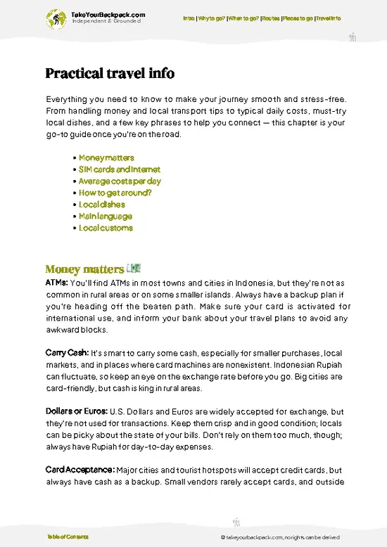 example page 7 from our offline Travel Guide for Indonesia