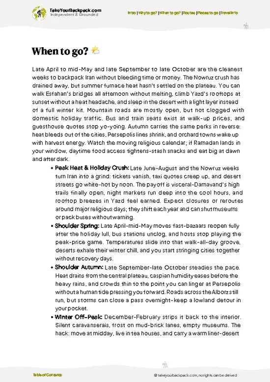 example page 3 from our offline Travel Guide for Iran