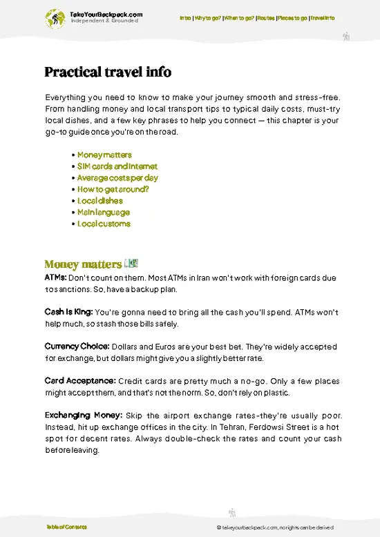 example page 7 from our offline Travel Guide for Iran