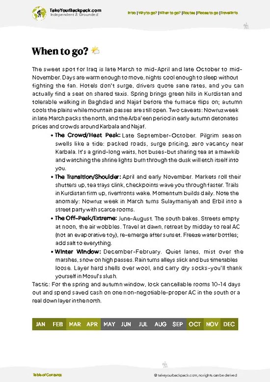 example page 3 from our offline Travel Guide for Iraq
