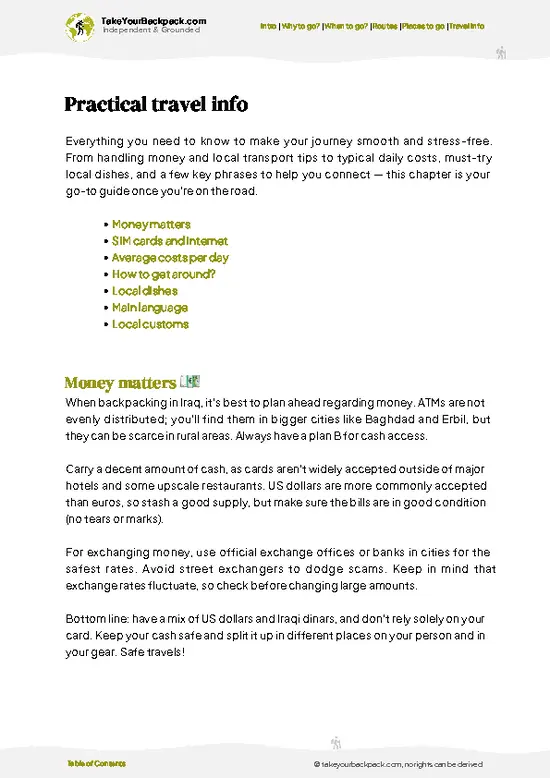example page 7 from our offline Travel Guide for Iraq