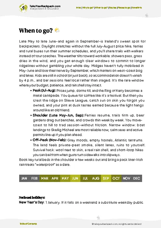 example page 3 from our offline Travel Guide for Ireland