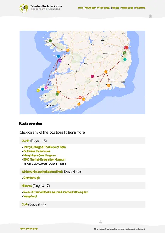example page 4 from our offline Travel Guide for Ireland