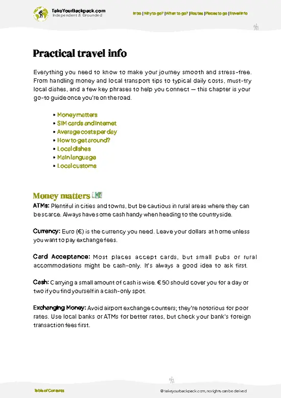 example page 7 from our offline Travel Guide for Ireland