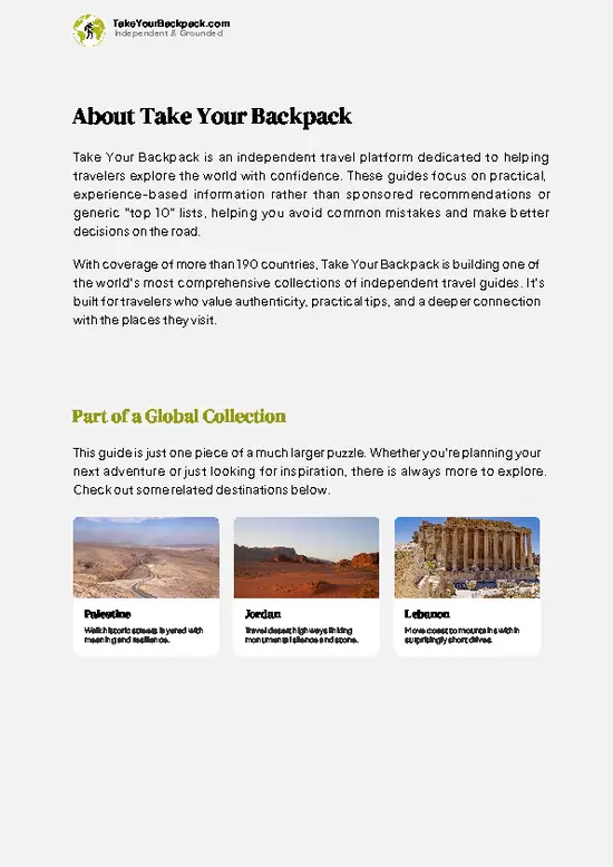 example page 1 from our offline Travel Guide for Israel