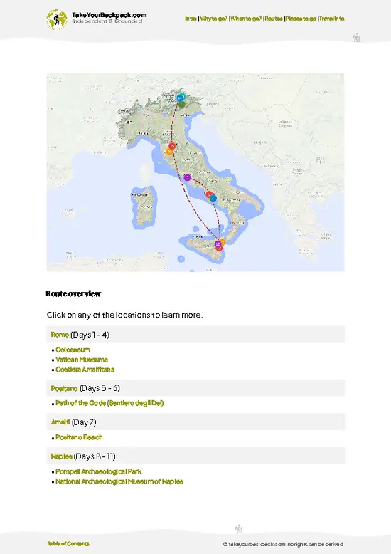 example page 4 from our offline Travel Guide for Italy