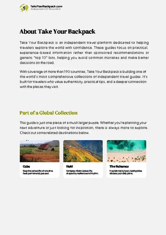 example page 1 from our offline Travel Guide for Jamaica