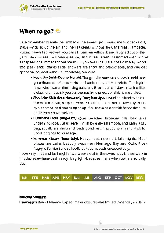 example page 3 from our offline Travel Guide for Jamaica
