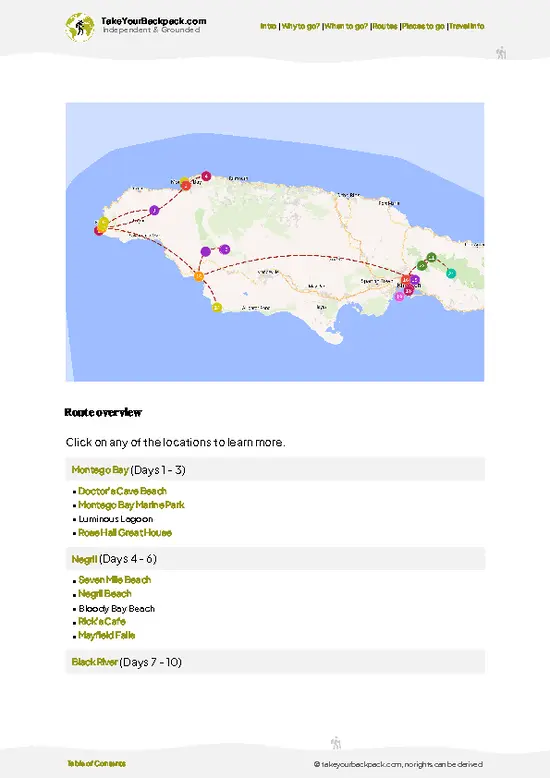 example page 4 from our offline Travel Guide for Jamaica