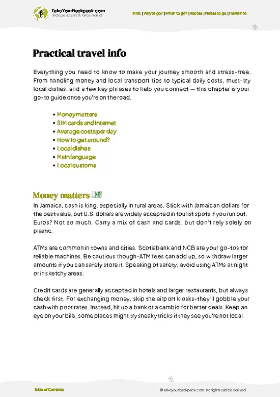 example page 7 from our offline Travel Guide for Jamaica