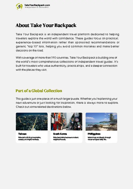example page 1 from our offline Travel Guide for Japan