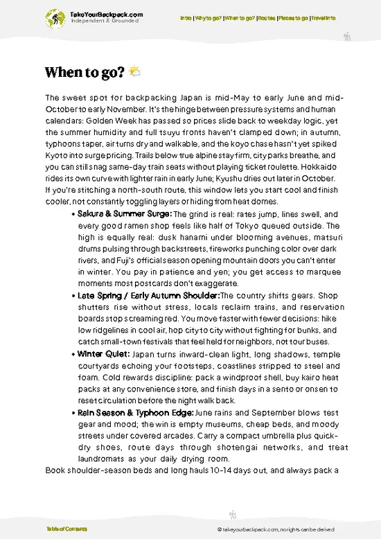 example page 3 from our offline Travel Guide for Japan