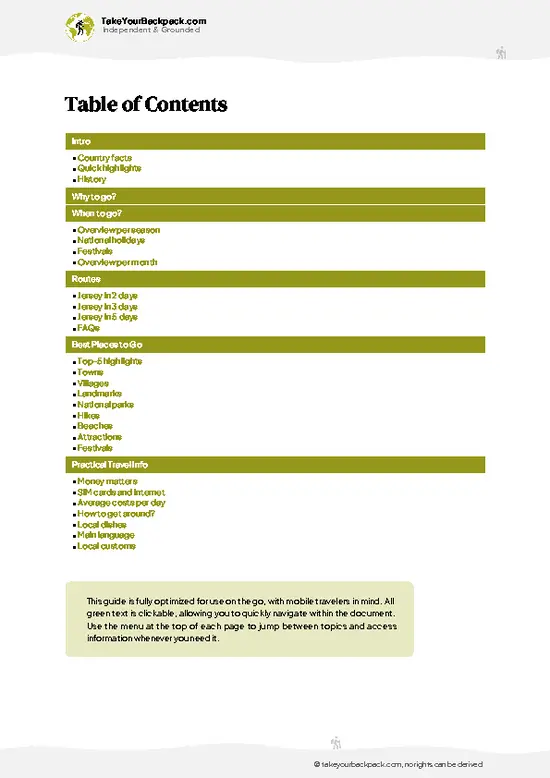 example page 2 from our offline Travel Guide for Jersey