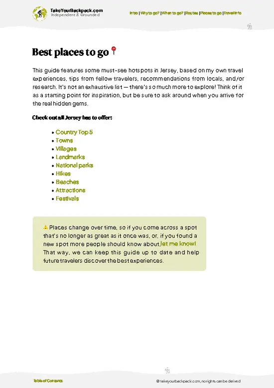 example page 5 from our offline Travel Guide for Jersey