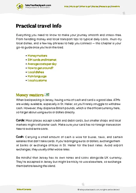 example page 7 from our offline Travel Guide for Jersey