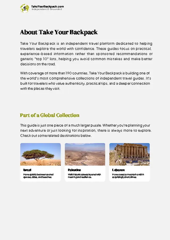 example page 1 from our offline Travel Guide for Jordan