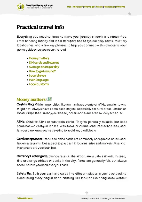 example page 7 from our offline Travel Guide for Jordan