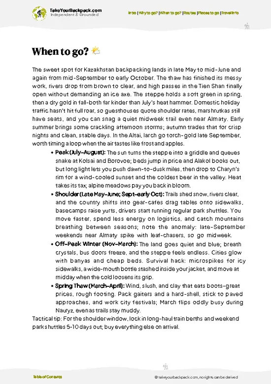 example page 3 from our offline Travel Guide for Kazakhstan