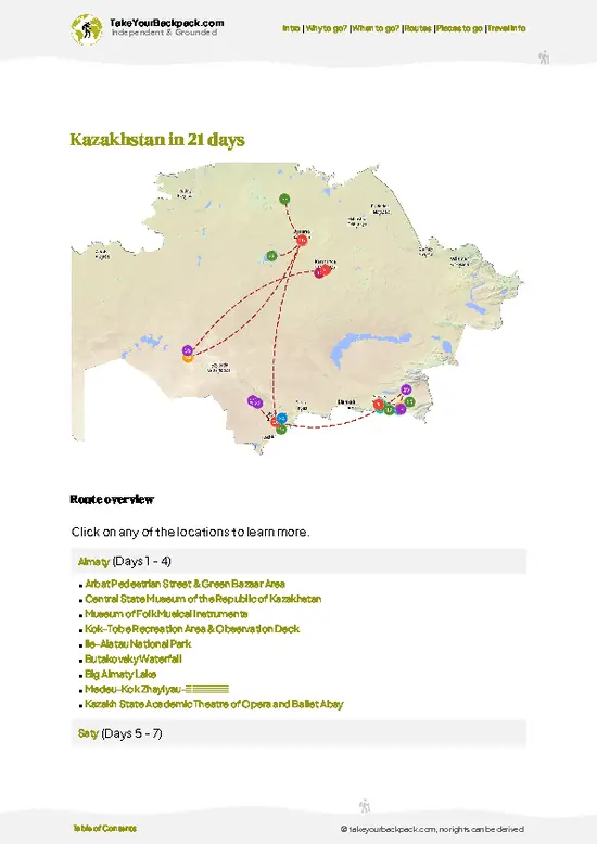 example page 4 from our offline Travel Guide for Kazakhstan