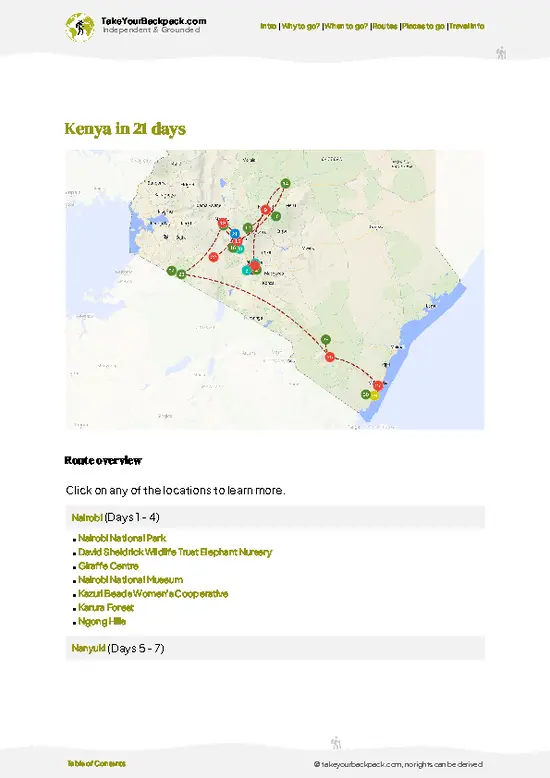 example page 4 from our offline Travel Guide for Kenya