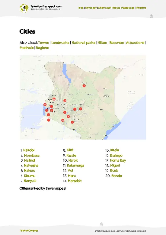 example page 6 from our offline Travel Guide for Kenya