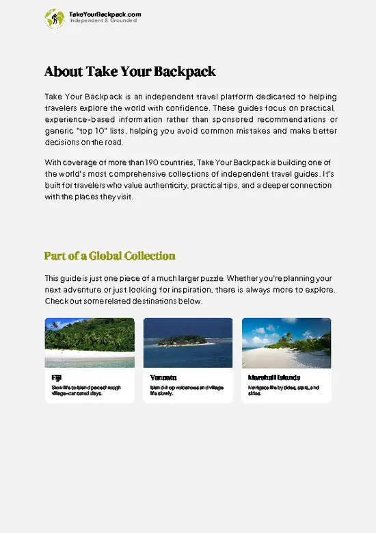 example page 1 from our offline Travel Guide for Kiribati
