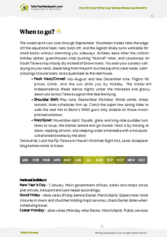 example page 3 from our offline Travel Guide for Kiribati