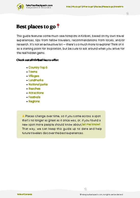 example page 5 from our offline Travel Guide for Kiribati