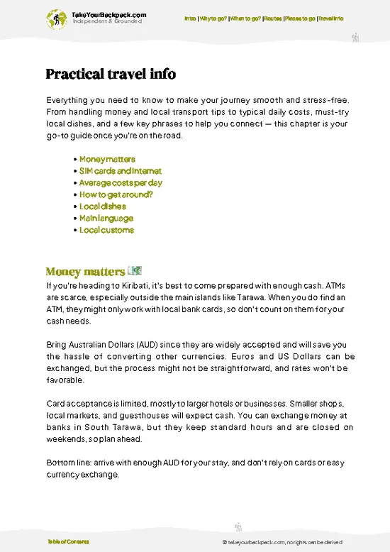 example page 7 from our offline Travel Guide for Kiribati