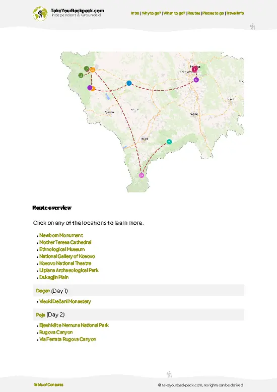 example page 4 from our offline Travel Guide for Kosovo