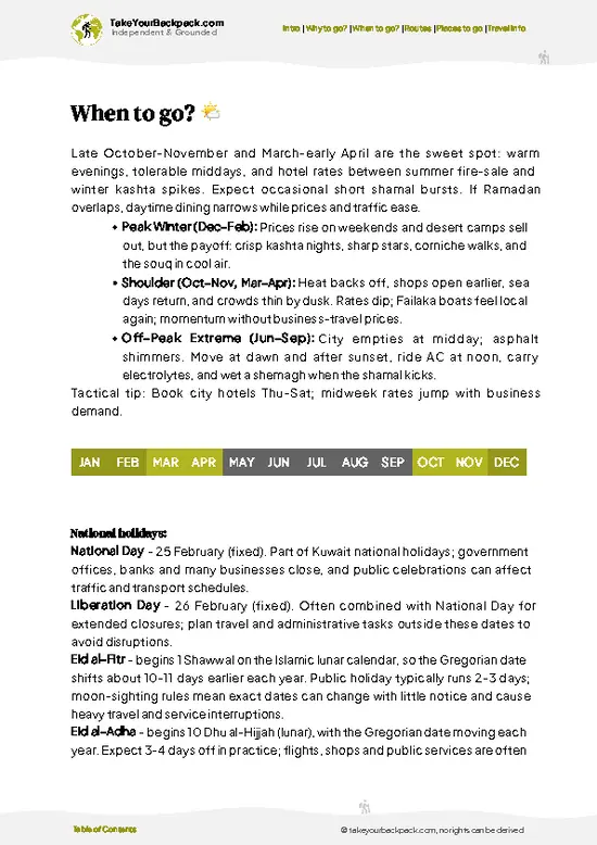 example page 3 from our offline Travel Guide for Kuwait