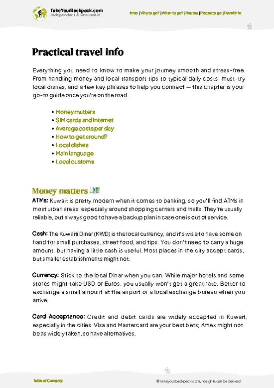 example page 7 from our offline Travel Guide for Kuwait