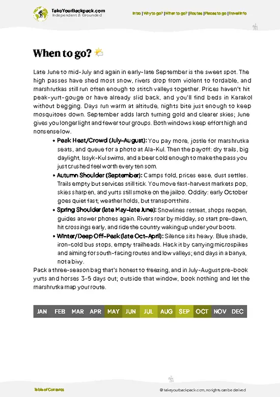 example page 3 from our offline Travel Guide for Kyrgyzstan