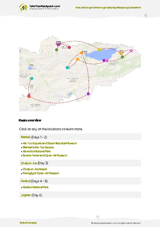 example page 4 from our offline Travel Guide for Kyrgyzstan
