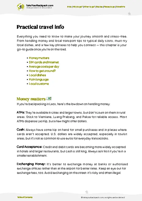 example page 7 from our offline Travel Guide for Laos