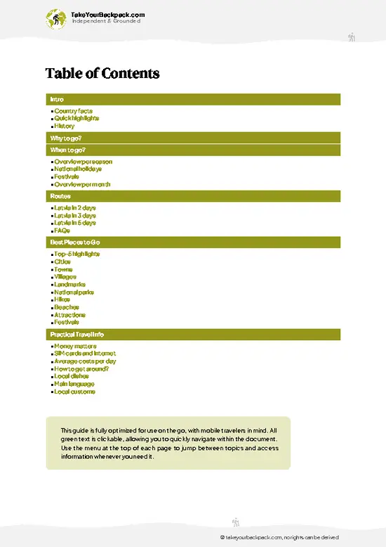 example page 2 from our offline Travel Guide for Latvia