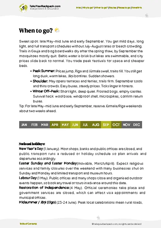 example page 3 from our offline Travel Guide for Latvia