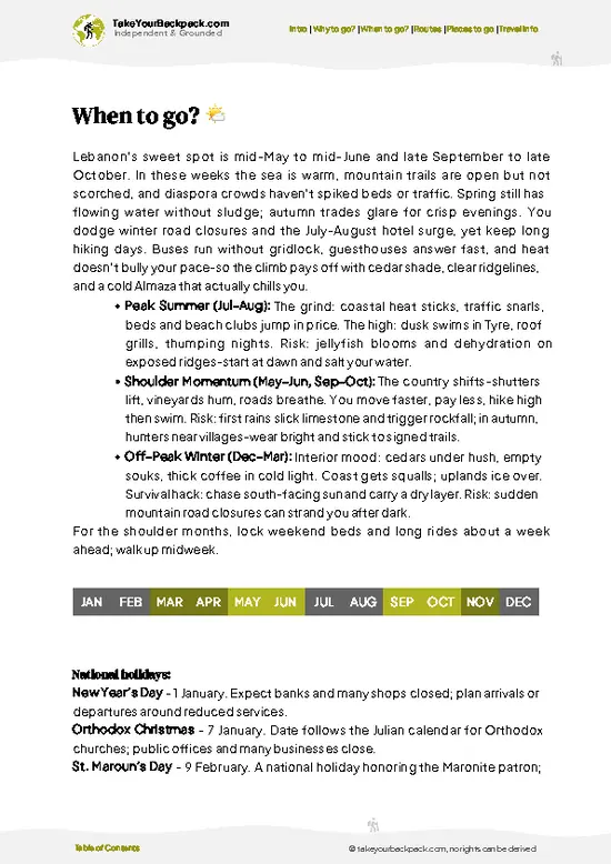 example page 3 from our offline Travel Guide for Lebanon