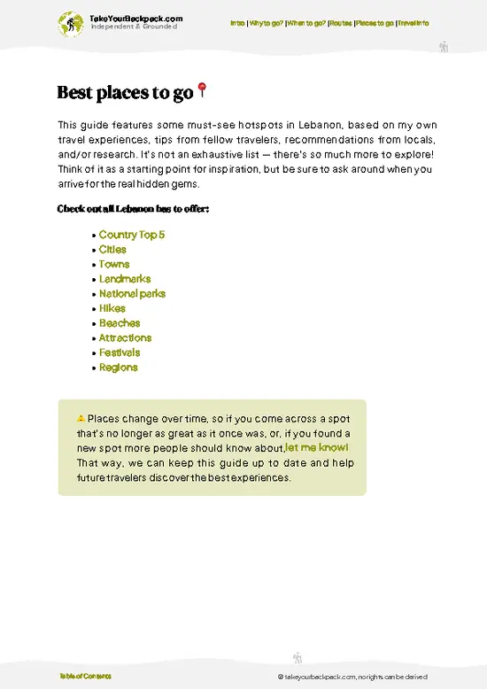 example page 5 from our offline Travel Guide for Lebanon